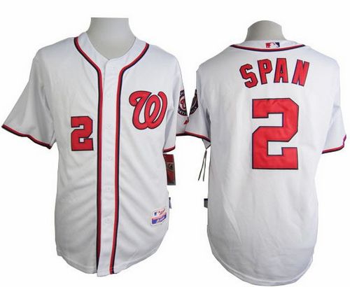 Nationals #2 Denard Span White Cool Base Stitched MLB Jersey - Click Image to Close